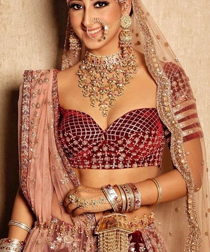 Velvet Lehenga Blouse For Brides